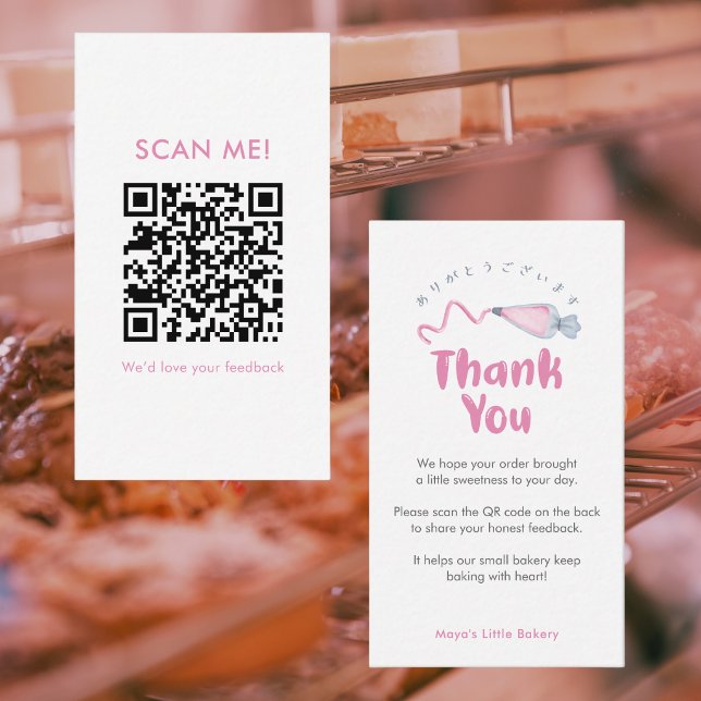 Carte De Visite Sac Piping Rose Laissez un avis QR Code (Créateur téléchargé)
