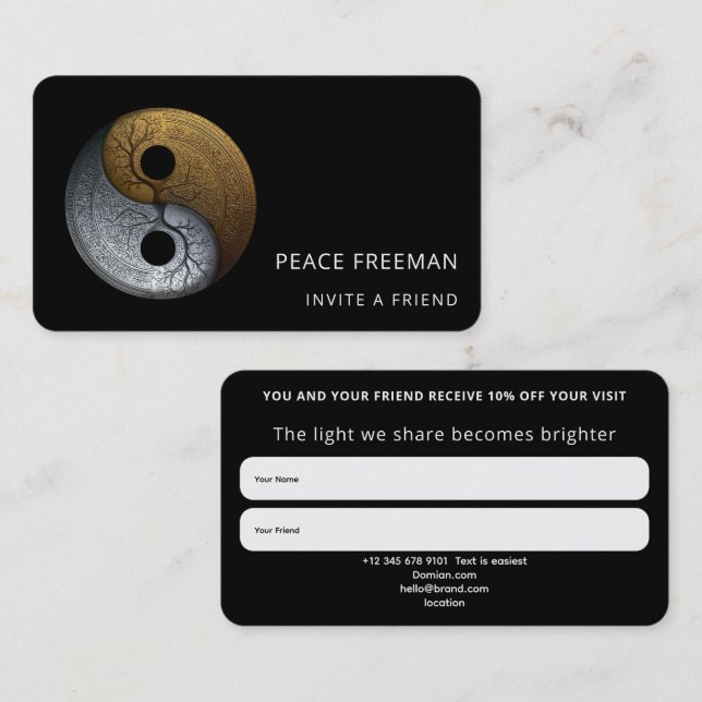 Carte De Visite Sacred Balance | Symbole Yin Yang (Devant / Derrière)