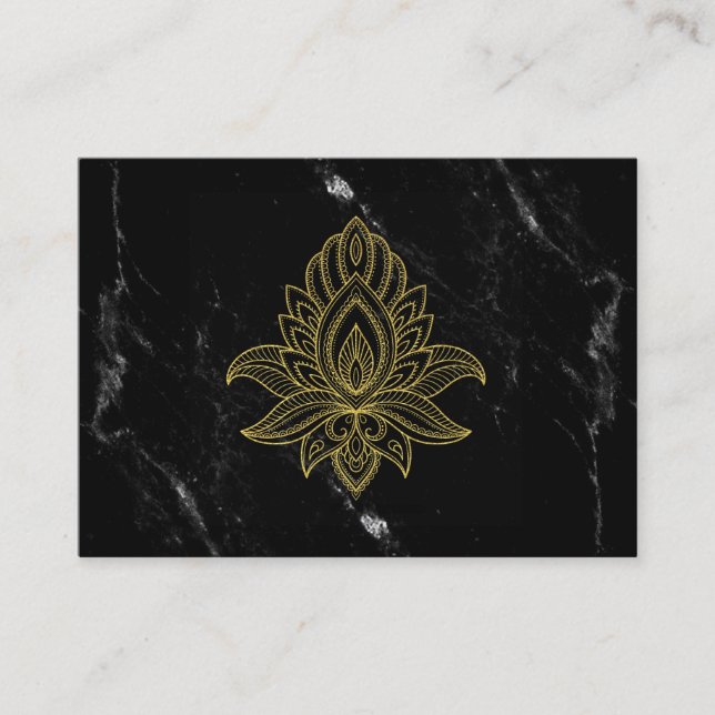 Carte De Visite ~ Sacred Gold Hamsa Abstrait Marbre noir blanc (Devant)