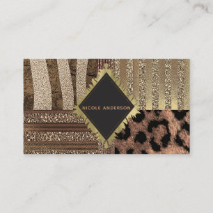 Carte De Visite Safari Chic Jungle Glam Or Lionne Dorée Étincelant