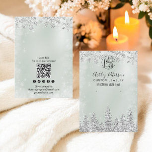 Carte De Visite Sage argent logo parties scintillant bijouterie