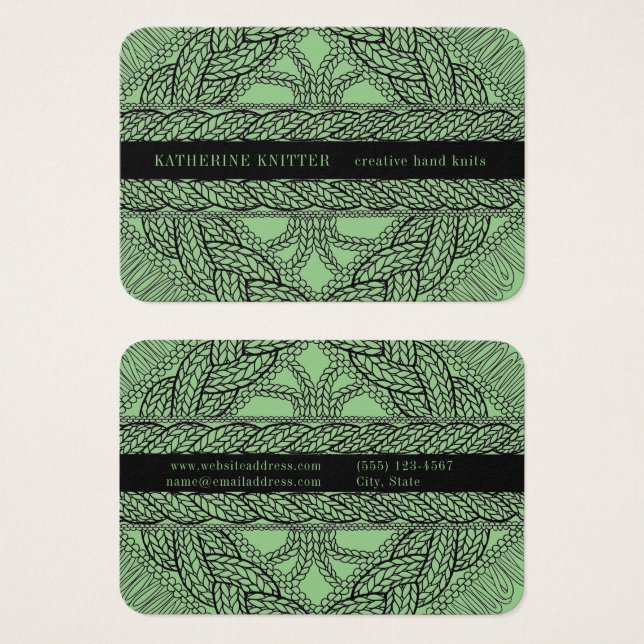 CARTE DE VISITE SAGE CABLE KNIT 3.5x2.5 (Devant & derrière)