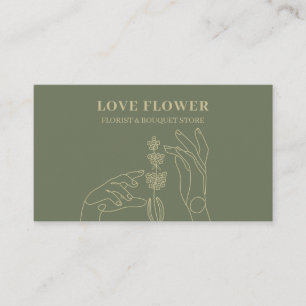Carte De Visite Sage Gold Fleuriste Botanique Mains Tiennent