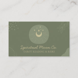 Carte De Visite Sage Gold Moon Stars Spirituel Reiki