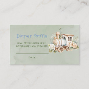 Carte De Visite Sage Green Choo Choo Train Diaper Raffle