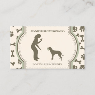 Carte De Visite sAGE gREEN mODERN Chien Entraîneur de chiens simpl