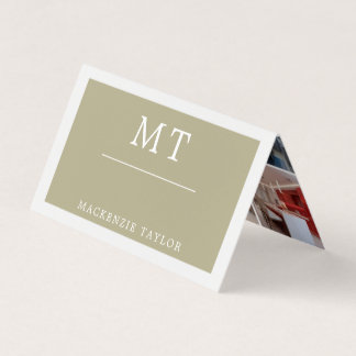 Carte De Visite Sage Green Simple Elegant Professional 9 Photo