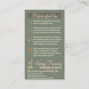 Carte De Visite Sage Instructions Spray Tan avant le guide AfterCa