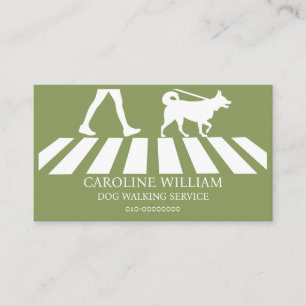 Carte De Visite Sage Simple Dog Walking Image Service pour animaux