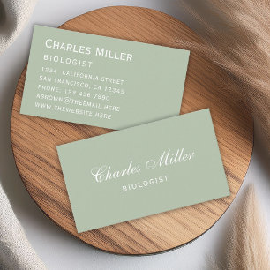 Carte De Visite Sage Simple Moderne Vert Blanc Blanc Élégant Scrip