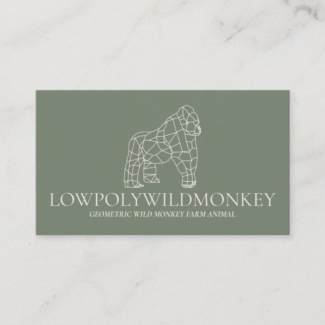 Carte De Visite Sage Vert Animal Gorilla Singe Lowpoly (Devant)