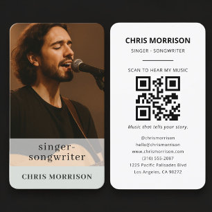 Carte de visite sage vert avec code QR pour musici