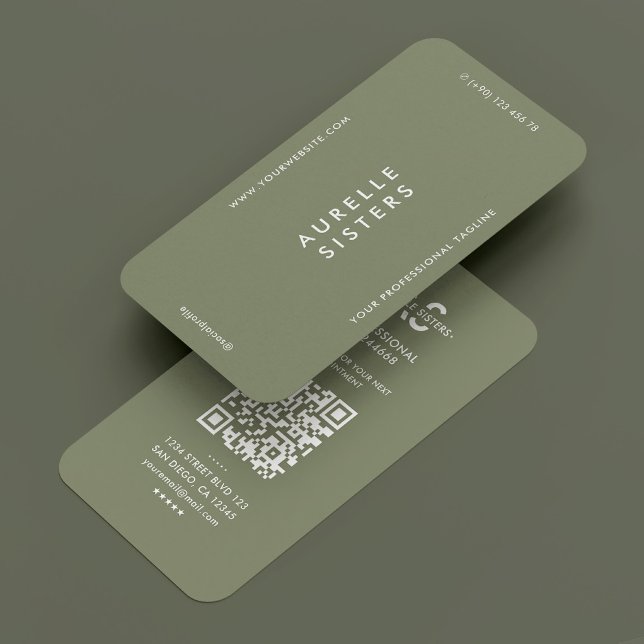 Carte De Visite Sage vert professionnel simple et minimal moderne (Modern Simple Minimal Professional Green Sage Business Card
)