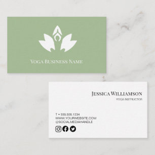 Carte De Visite Sage vert Yoga Lotus Flower personnalisable