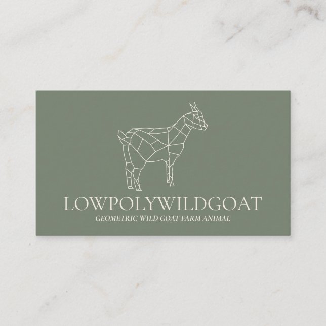Carte De Visite Sage Verte Animal Fermier de Chèvre Lowpoly (Devant)