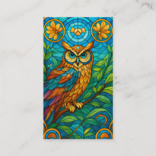 Carte De Visite Sagesse dans un hibou en verre teinté avec des fle