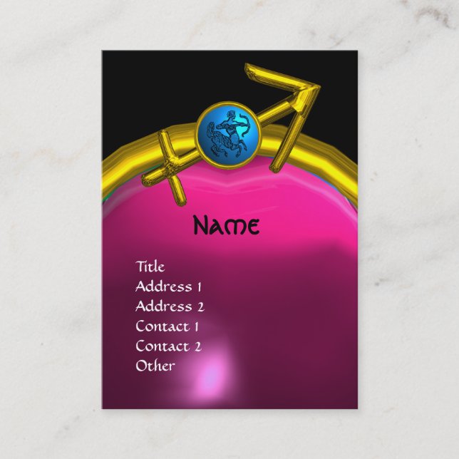 Carte De Visite SAGITTARIUS MONOGRAM rose améthyste bleu noir (Devant)