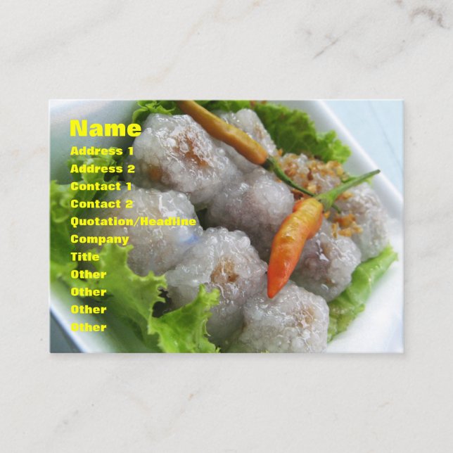 Carte De Visite Sago thaïlandais au chili ... Thaïlande Street Foo (Devant)