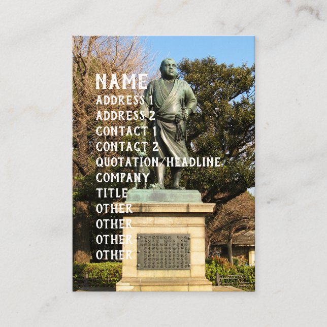 Carte De Visite Saigo Takamori (Le Dernier Samurai) & Statue du Ch (Devant)