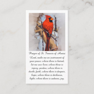 Carte De Visite Saint François d'Assise en Prière Rouge Orange Ble