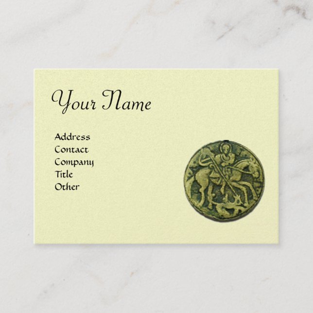 Carte De Visite SAINT GEORGE ET DRAGON Monogramme, platine (Devant)