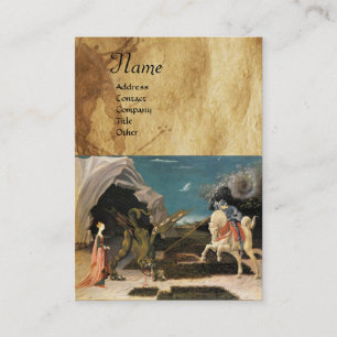 Carte De Visite SAINT GEORGE ET LE DRAGON, parchemin, marron, bleu