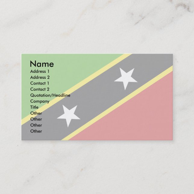 Carte De Visite Saint Kitts et drapeau du Niévès (Devant)