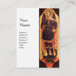 CARTE DE VISITE SAINT MICHAEL ARCHANGE MONOGRAMME SUR LIN
