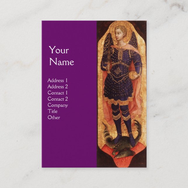 CARTE DE VISITE SAINT MICHAEL ARCHANGEL AVEC DRAGON MONOGRAMME EN  (Devant)