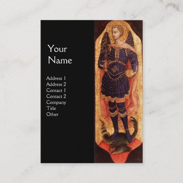 CARTE DE VISITE SAINT MICHAEL ARCHANGEL AVEC DRAGON MONOGRAMME EN  (Devant)