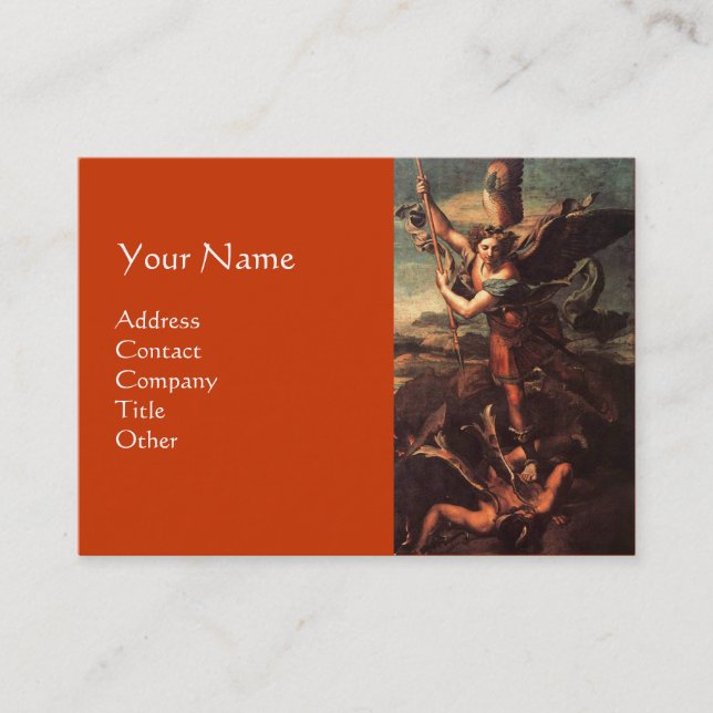 Carte De Visite SAINT MICHAEL VANGUISHING SATAN, orange brun (Devant)