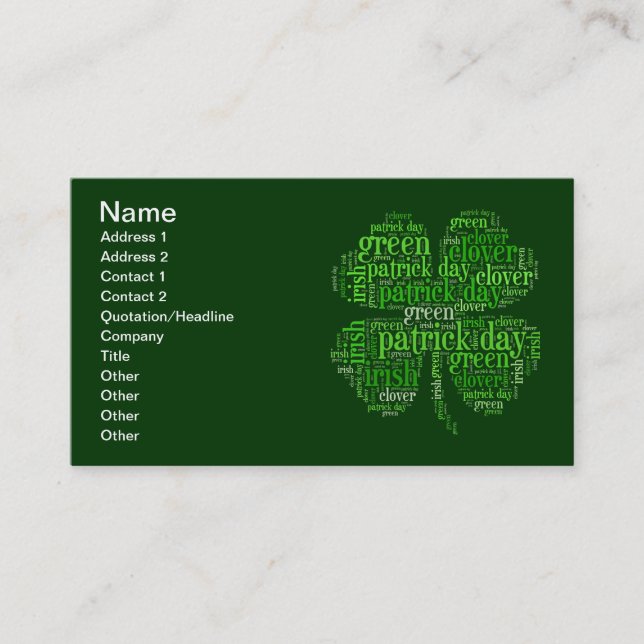 Carte De Visite Saint Patrick's Day (Devant)