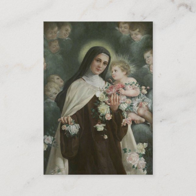 Carte De Visite Saint-Thérèse Jésus Crucifix Novena Angels Roses (Devant)