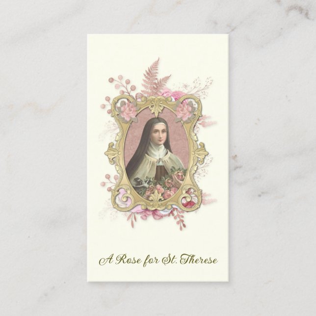 Carte De Visite Sainte Thérèse Carmélite Roses Religieuses Poème (Devant)