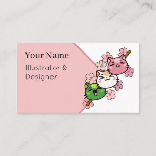 Carte De Visite Sakura Cat Dango - Kawaii Japan Printemps