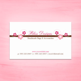 Carte de visite Sakura rose et Brown