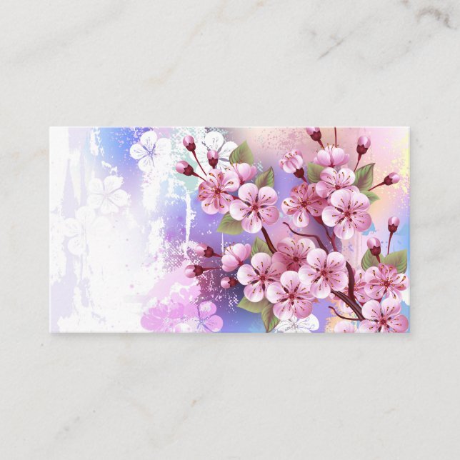 Carte De Visite Sakura rose sur la peinture Arrière - plan (Devant)