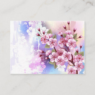 Carte De Visite Sakura rose sur la peinture Arrière - plan