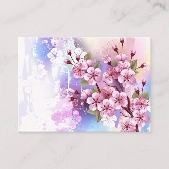 Carte De Visite Sakura rose sur la peinture Arrière - plan (Devant)