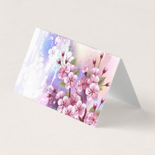Carte De Visite Sakura rose sur la peinture Arrière - plan