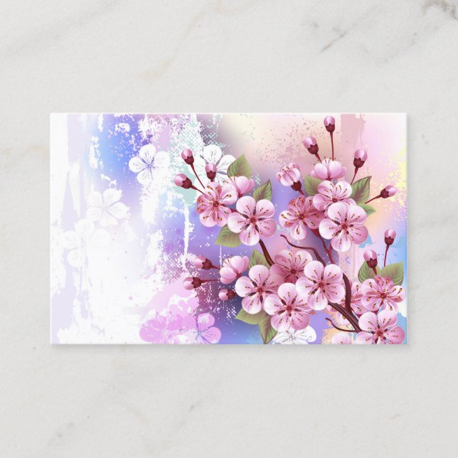 Carte De Visite Sakura rose sur la peinture Arrière - plan (Devant)