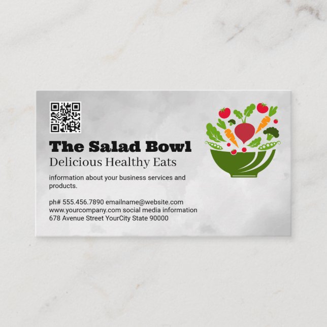 Carte De Visite Salade Bowl aux légumes | Services alimentaires (Devant)