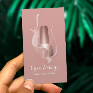 Carte De Visite Salon à ongle Rose or polonais Splash Manicuriste