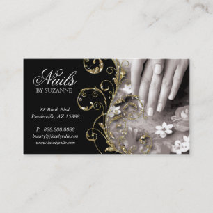Carte De Visite Salon à ongles Black Gold Sparkings