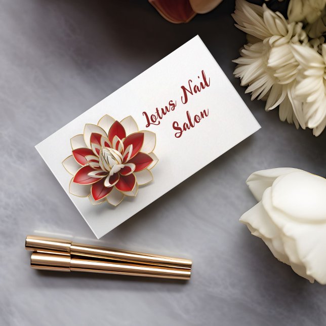 Carte De Visite Salon à ongles, Clinique de beauté (Business card for nail salon displayed on table)