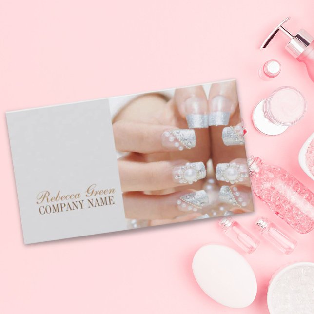 Carte De Visite salon à ongles de beauté de mode girly (girly fashion beauty nail artist nail salon business card)
