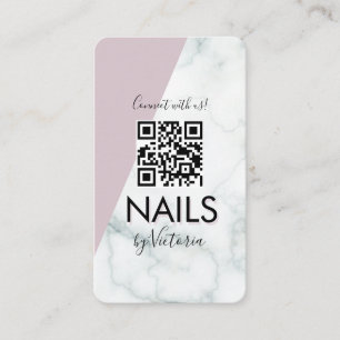 Carte De Visite Salon à ongles en marbre Beauté Colorbloc rose QR 