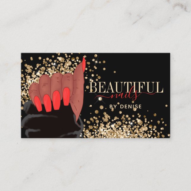 Carte De Visite salon à ongles femme afroamerican technicien à ong (Devant)