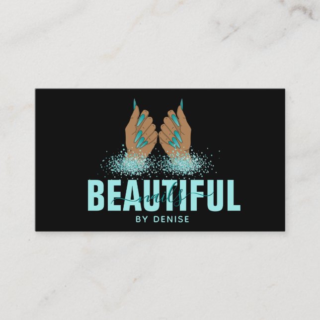 Carte De Visite salon à ongles femme main holographe nails technic (Devant)