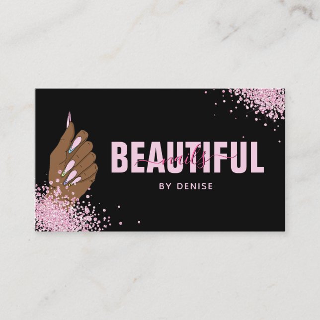 Carte De Visite salon à ongles femme main holographe nails technic (Devant)